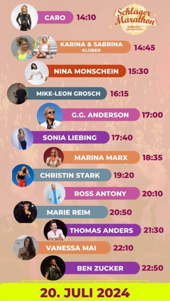 Lineup Schlager Marathon