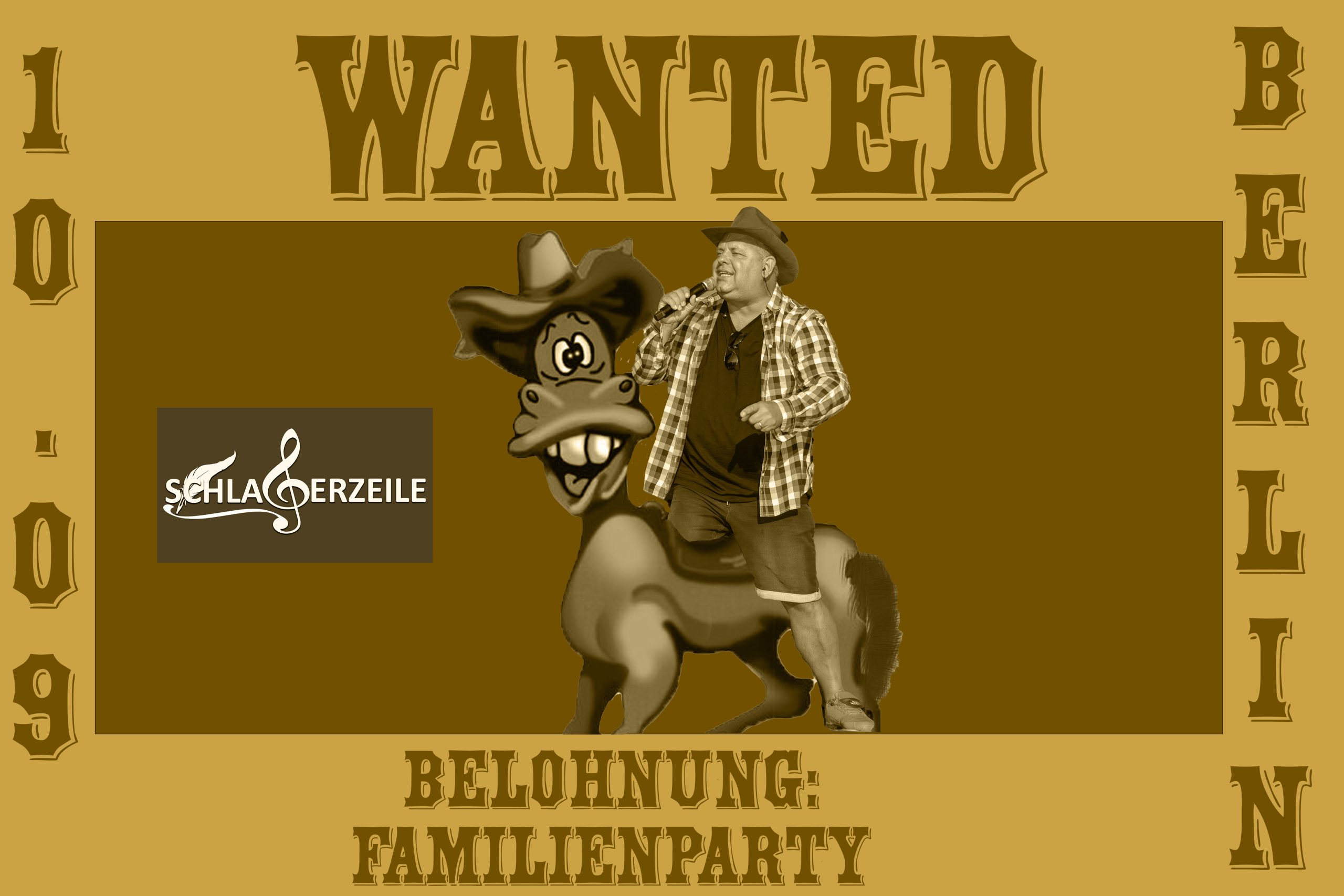 Wanted! Mann mit rotem Cowboy-Hut